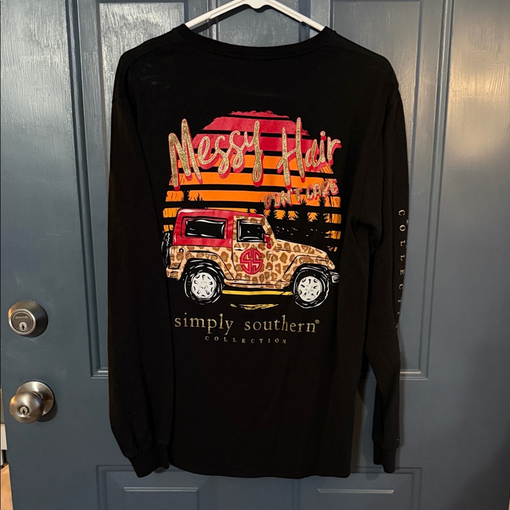 Simply Southern Black Shirt with Colorful Jeep Design